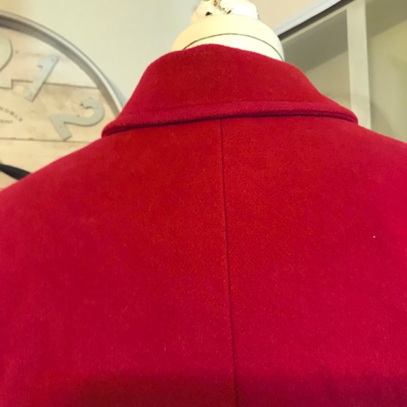 LL Bean red wool cashmere blend pea coat - Picture 8 of 16